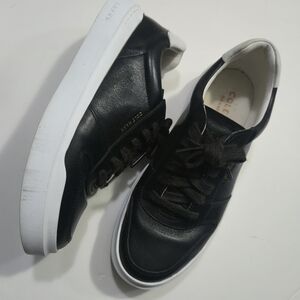 Cole Haan Black Leather Sneakers with White Soles